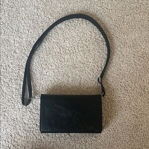 Chic Black Embossed Crossbody Bag
